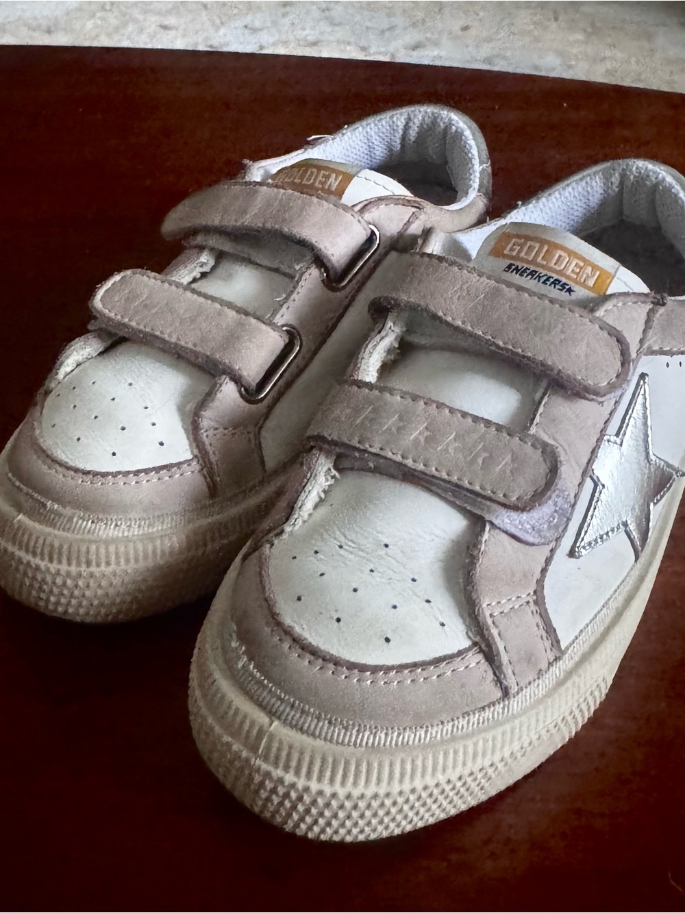 Golden Goose Old School Unisex Kids White Leather Hook Loop Sneakers EU 29 US 12